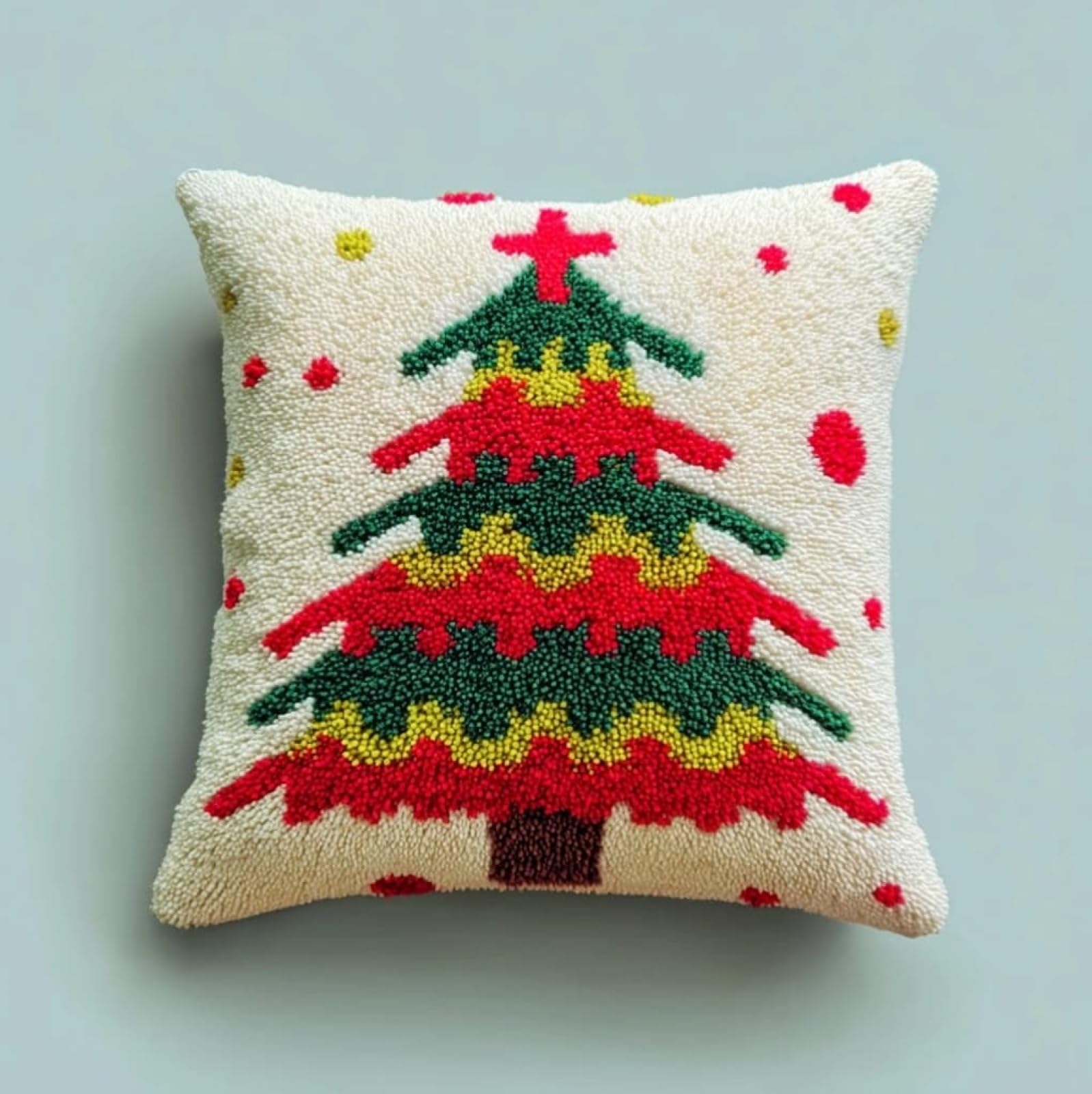 AxiangziK Pre-Printed Latch Hook Pillow Kit for Adults,Christmas Tree