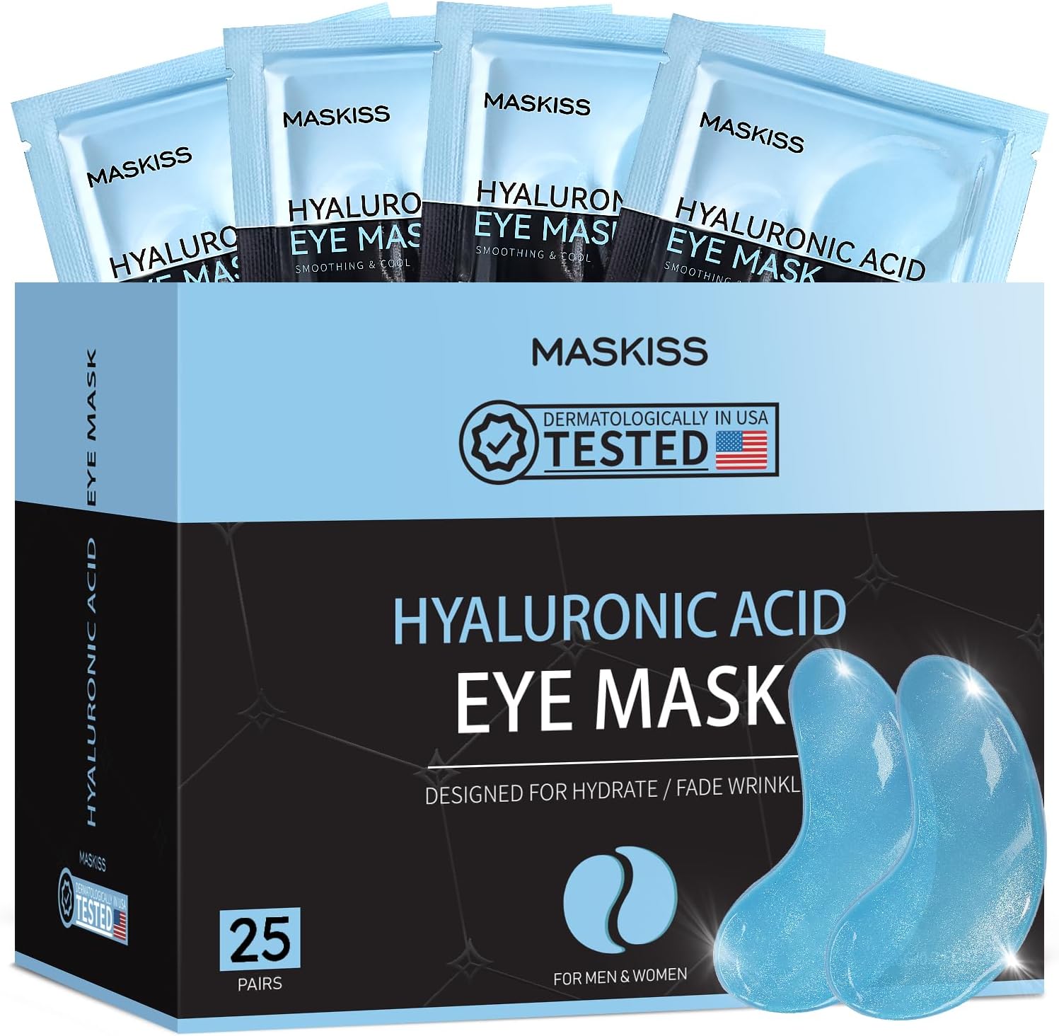 Maskiss Under Eye Patches (25 Pairs), Hyaluronic Acid Eye Masks for Dark Circles Puffy Eyes Undereye Bags, Collagen Eye Patches for Wrinkles and Hydrate, Skin Care Gift for Her