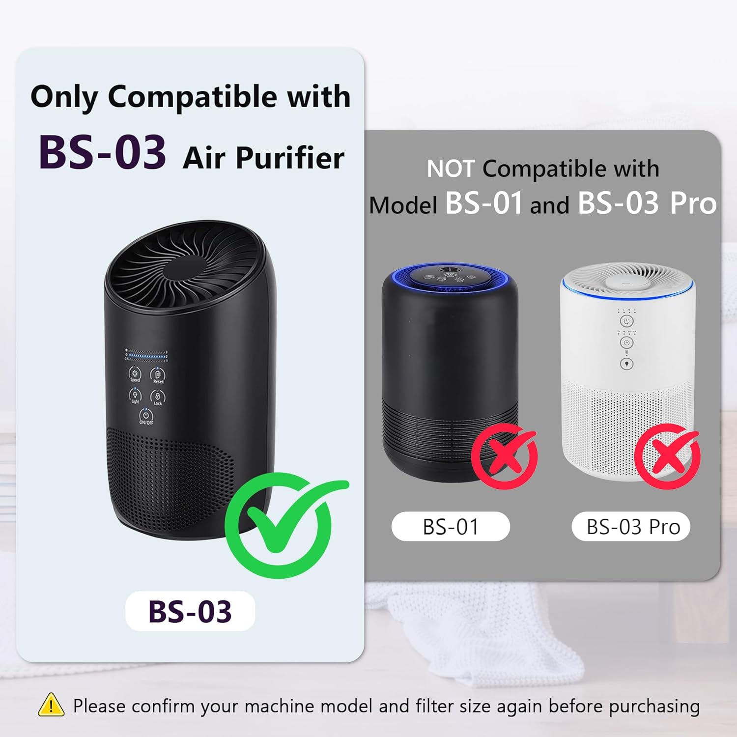 SAKEGDY 4 Packs BS-03 Replacement Filter Compatible with PARTU BS-03 and Slevoo BS-03, 3-in-1 Filtration (Not Fit for BS-01)