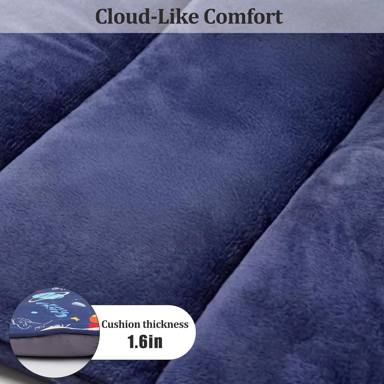 Basumee Reversible Cooling & Warm Toddler Nap Mat with Removable Pillow Extra Large 55''x35'' Kids Sleeping Bag for Daycare Preschool Kindergarten Roll Up Nap Mat for Boys