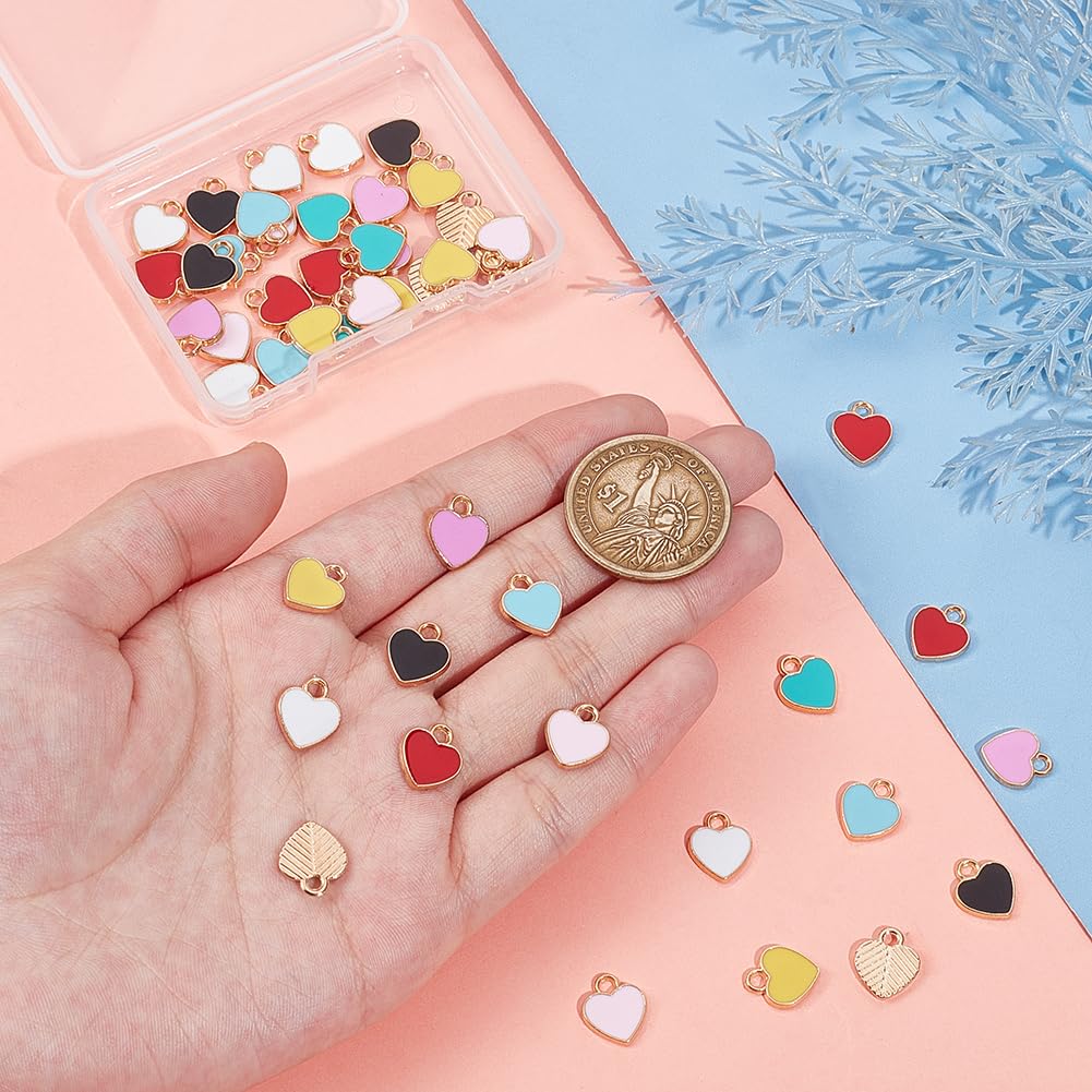 UNICRAFTALE about 48pcs Heart Charms 8 Colors Enamel Love Heart Charms Small Cute Valentine's Day Pendant for Valentine Gifts Keychains Earrings Bracelets Necklaces Jewelry Making - Image 3