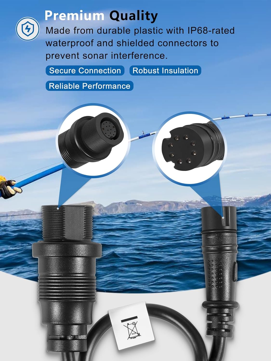 Replacement for 1852078 DSC(Dual Spectrum Chirp) Adapter Cable/MKR-DSC-15 Compatible with Lowrance 8-Pin Hook 2 and Hook Reveal Series Fish Finders