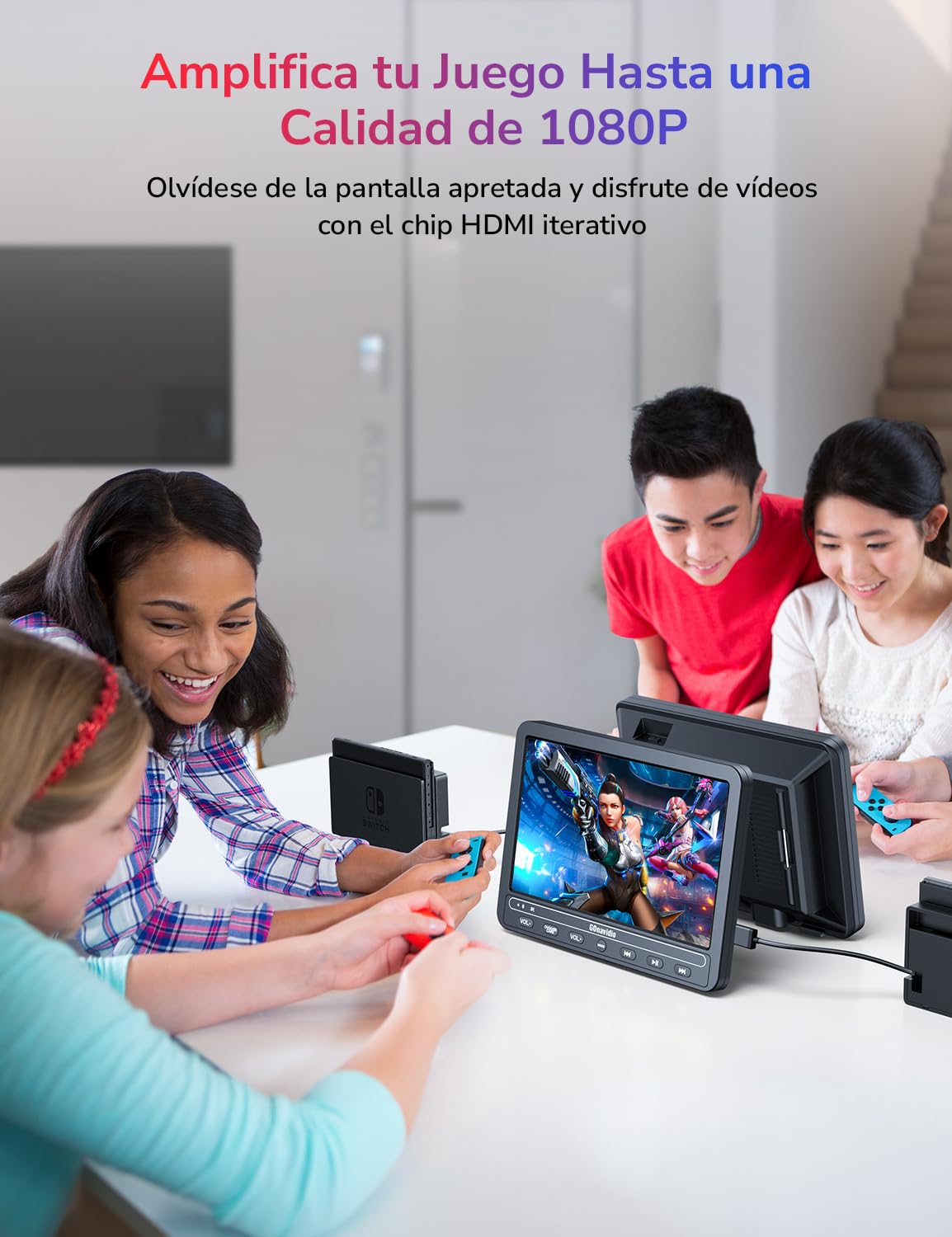 Reproductor de DVD Portátil para Automóvil 10,5" con HDMI, Batería Recargable, USB/TF