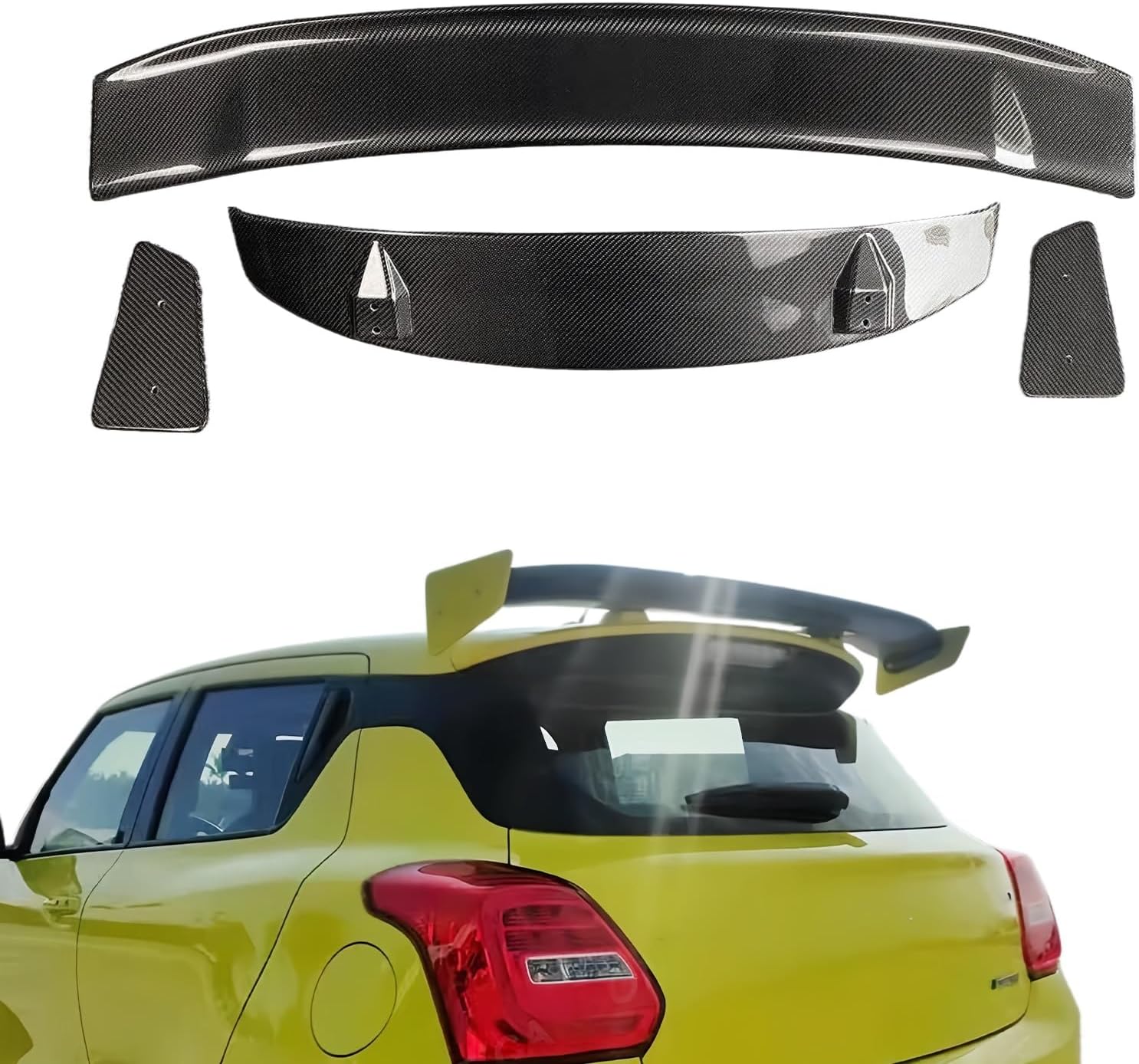 Carbon Fiber Rear Wing Spoiler Compatible with Suzuki Swift Sport ZC33S 2017-2024 Rear Trunk Lip Spoiler Wing Vehicle Body Styling Kit