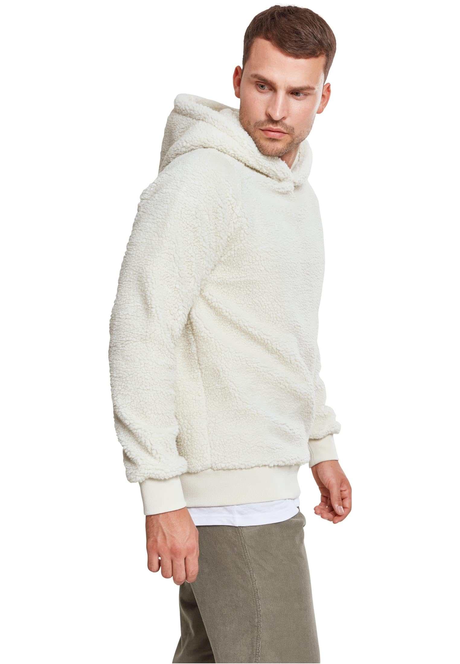 Urban Classics Męska bluza z kapturem Sherpa, biały (Offwhite 00555), XXL