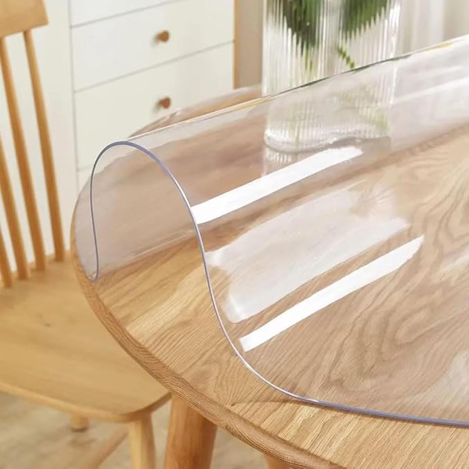 ZBXXSC Clear Round Table Protectors 2mm PVC Desk Pad Tablecloth Heat Resistant Wipe-able for Dining Room Coffee Table(A,40cm Rund)
