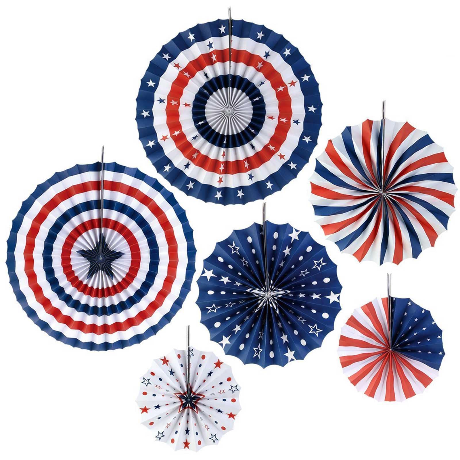 Buxuaaaa Patriotic Fourth Julys Door Paper Fan Independence Day Decoration & Fall Flower String Flags for Banners Independence Day Paper Fan