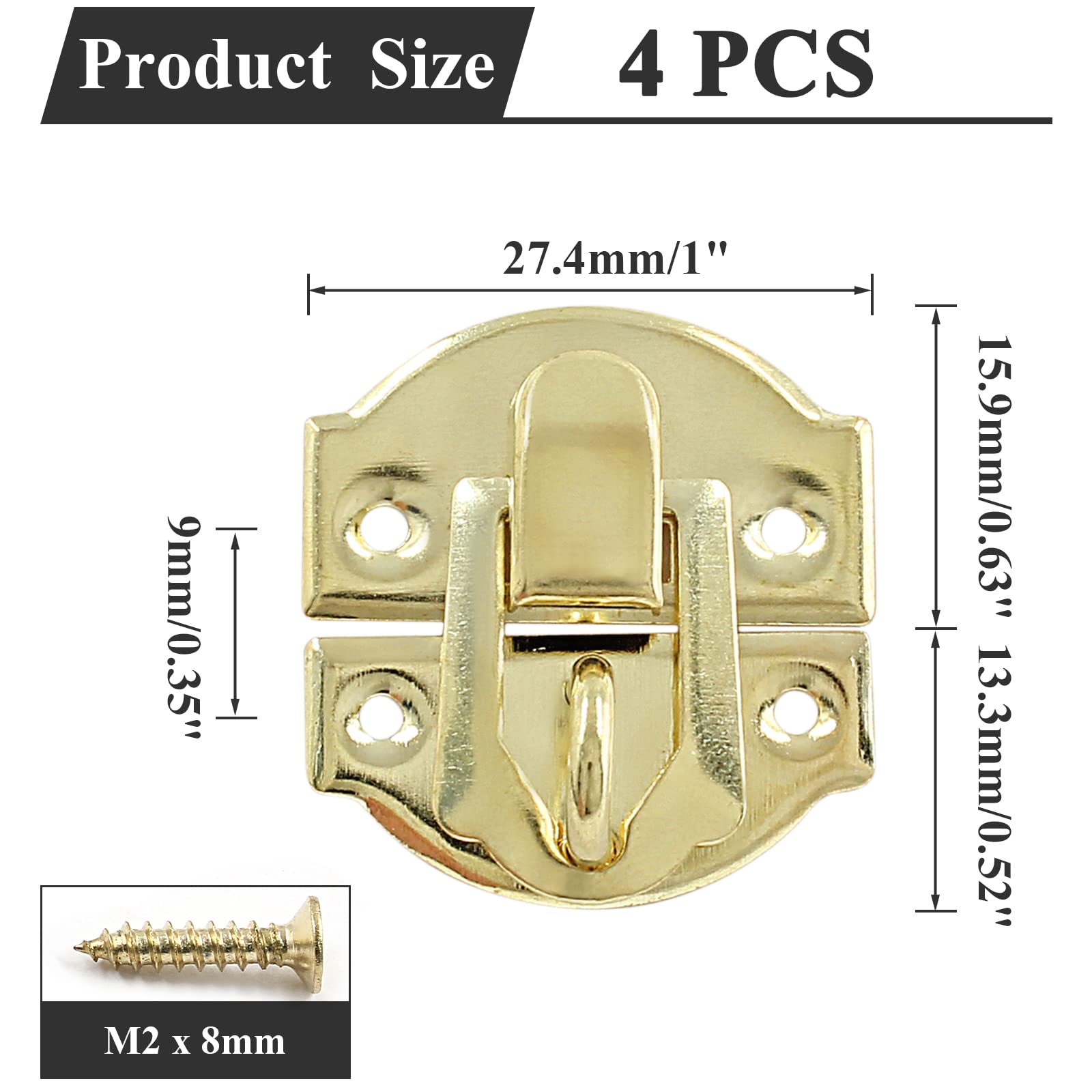 4-Pack Vintage Style Toggle Latches - Small Duckbill Hasp Latches For Wooden Boxes, Chests & Cabinets