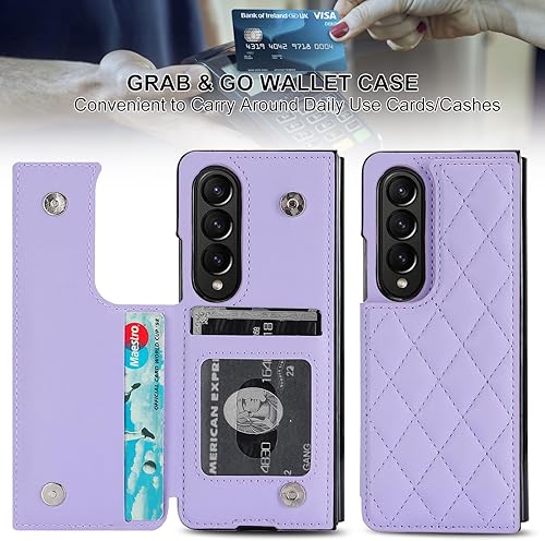 Miniatura 9 de XIZYO Funda para Samsung Galaxy Z Fold 4, Z Fold 4 Wallet Case con ranura para tarjetero y soporte para tarjetero, bonita funda de piel estética