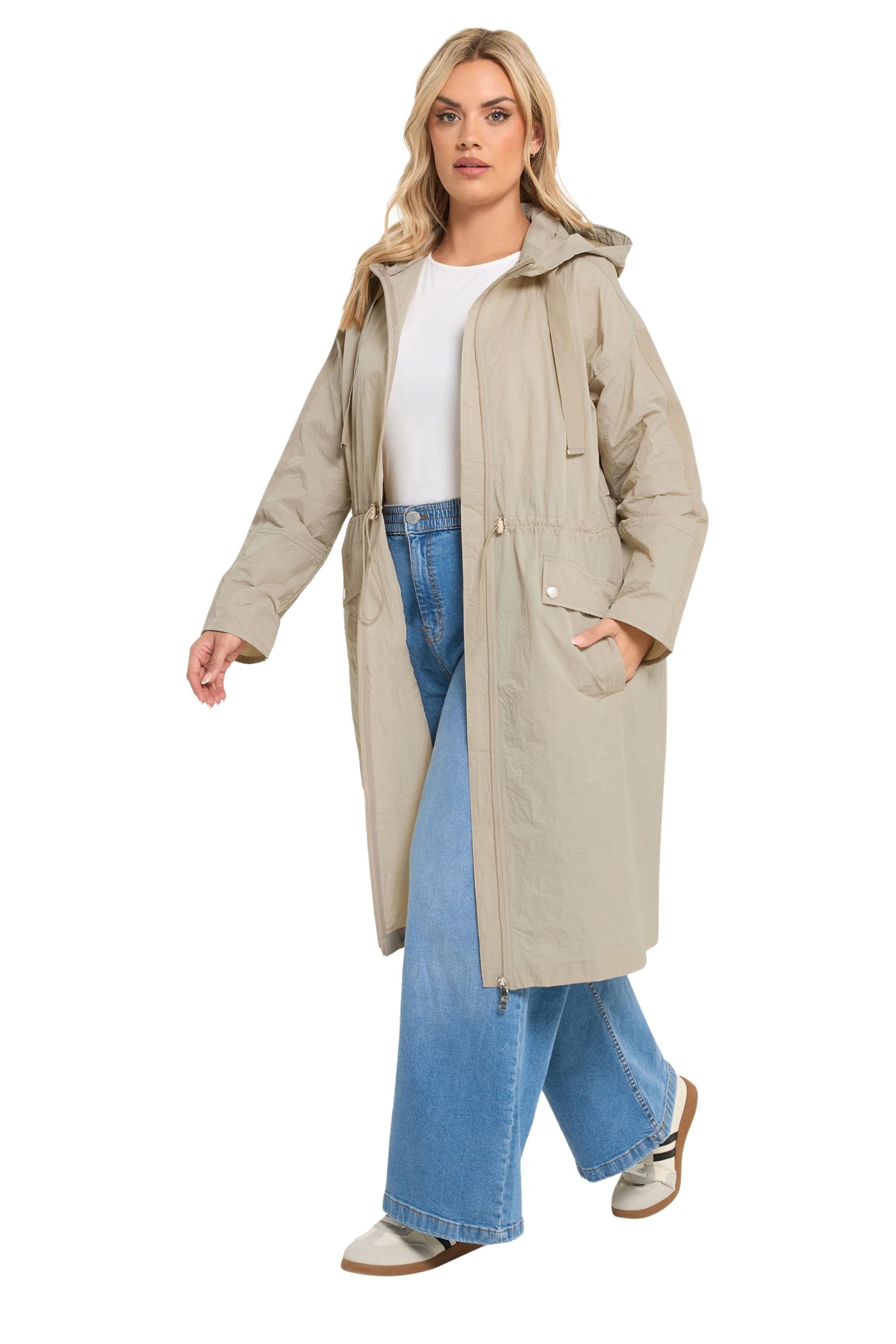Yours Women's Natural Lightweight Longline Parka Jacket In Size 22-24