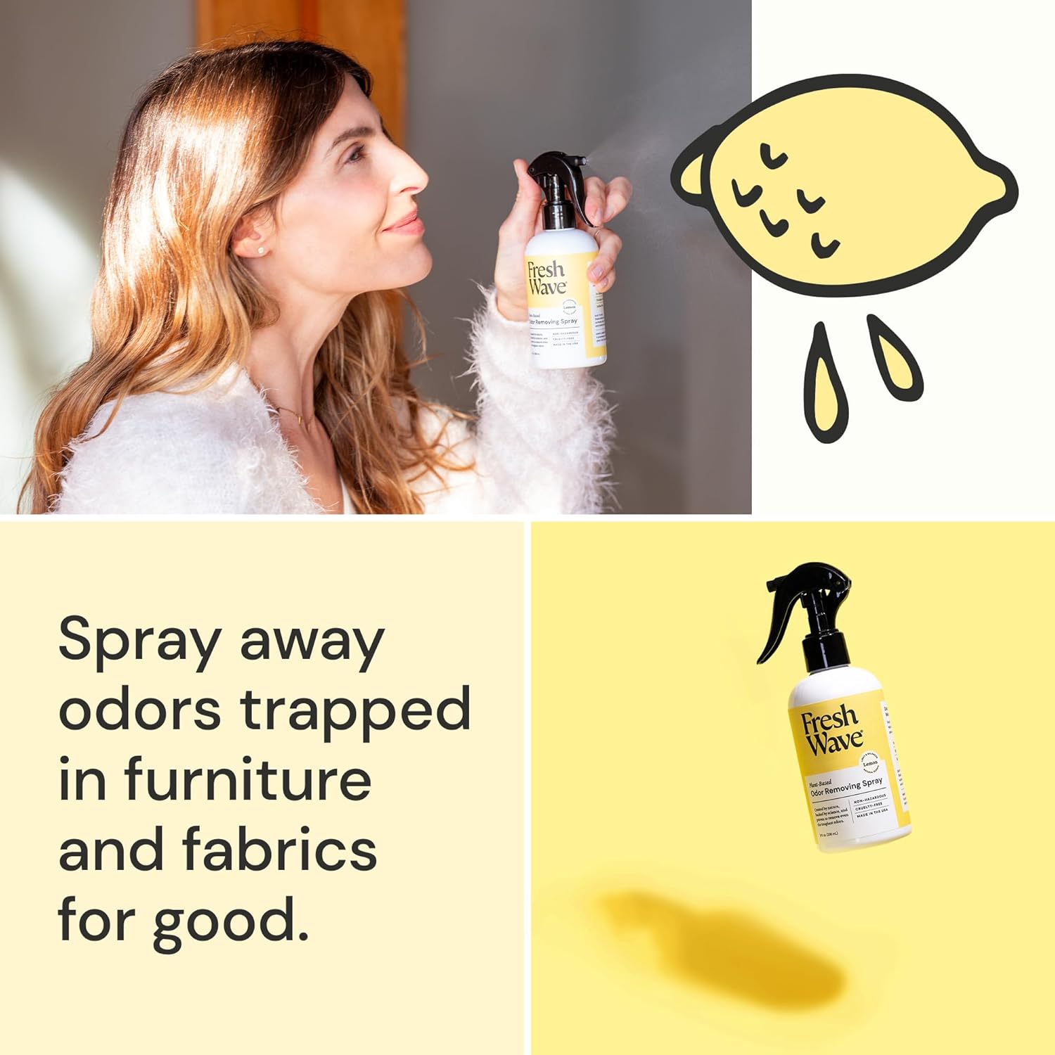 Fresh Wave Lemon Odor Removing Spray Bundle: (2) 8 fl.oz. Sprays, (1) 32 fl.oz. Spray Refill