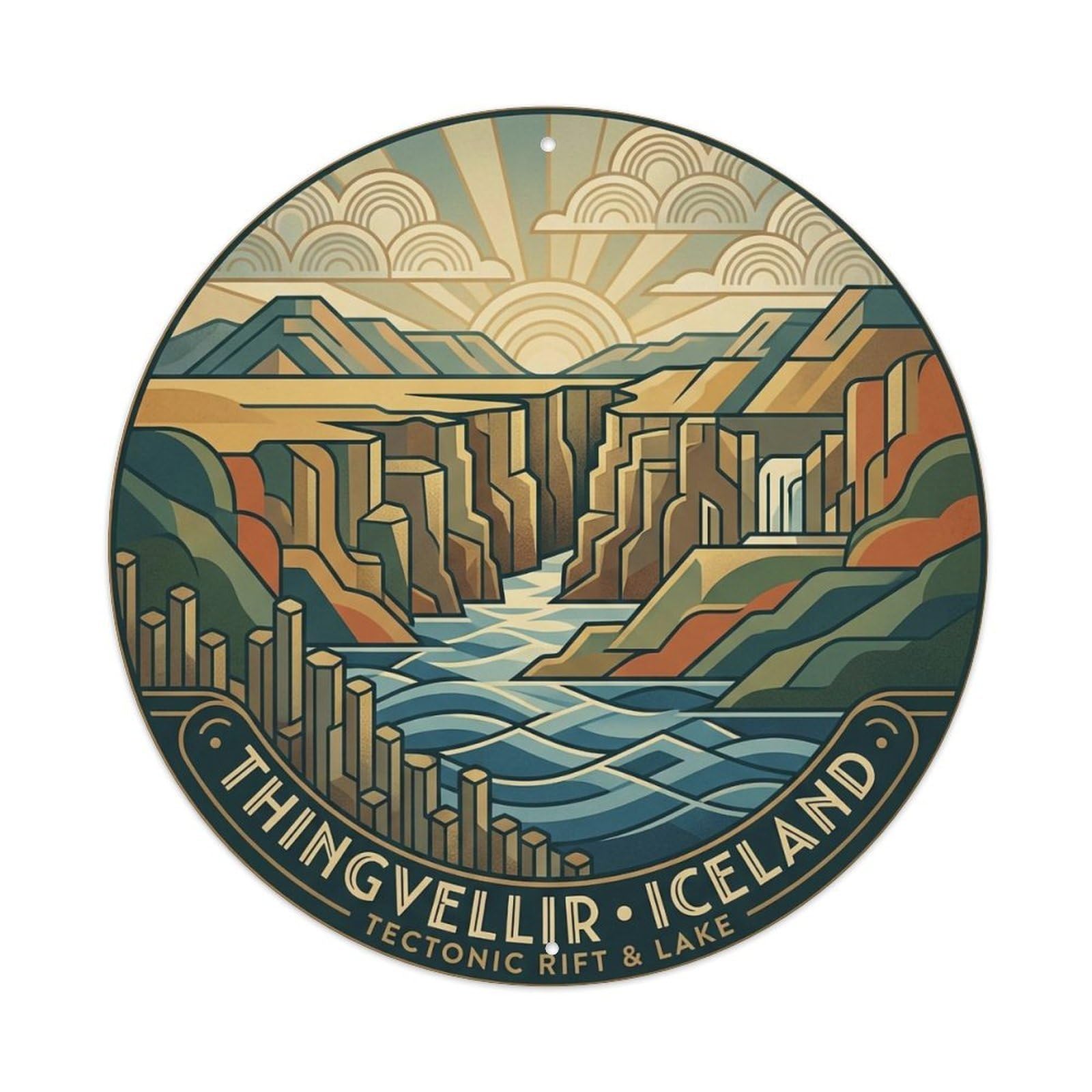 Vintage Travel Thingvellir Iceland Rift Metal Tin Sign