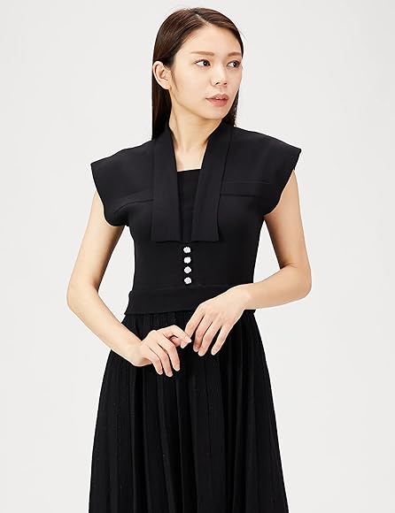 Amazon.co.jp: [セルフォード] 襟付きプリーツニットワンピース