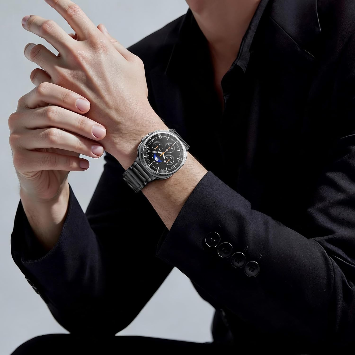 LULULOOK Titanium Watch Band for Samsung Galaxy Watch 8 40mm 44mm & 8 Classic 46mm 2025, Adjustable Titanium Metal Watch Band Strap with Removal Tool, Folding Clasp for Men Women