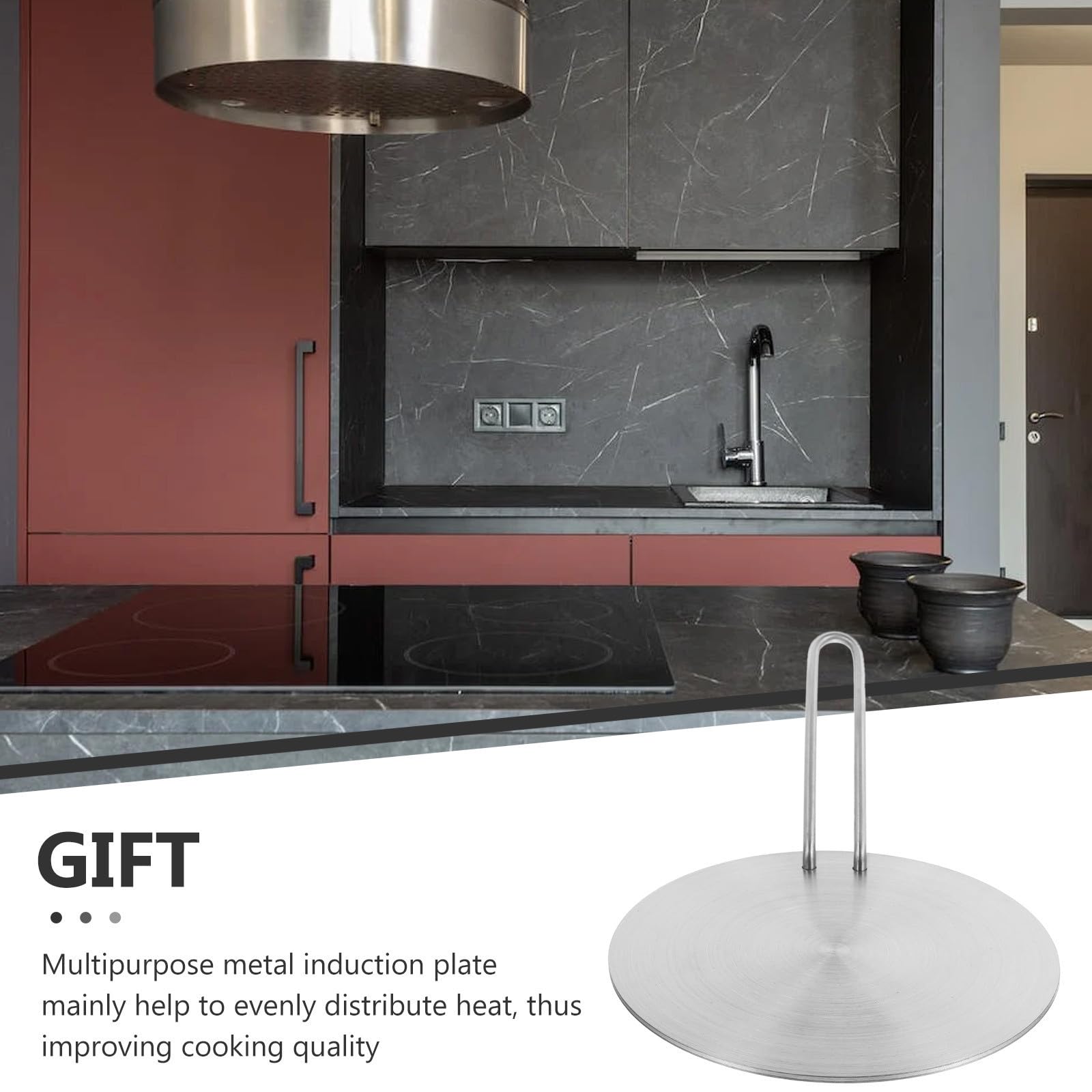 Placa Difusora de Calor de Metal con Mango Desmontable para Estufa Eléctrica y Gas Adaptador de Inducción de Acero Inoxidable para Distribución Uniforme de Calor Cocina