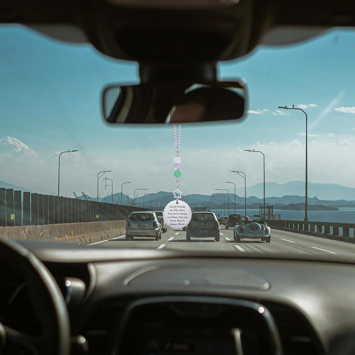 Friendship Gifts for Women, Hanging Car Decor Crystal Protection Best Friend Birthday for Women Friendship Gift for Bestie Best Friend BFF Sister Rear View Mirror Accessories - Image 4