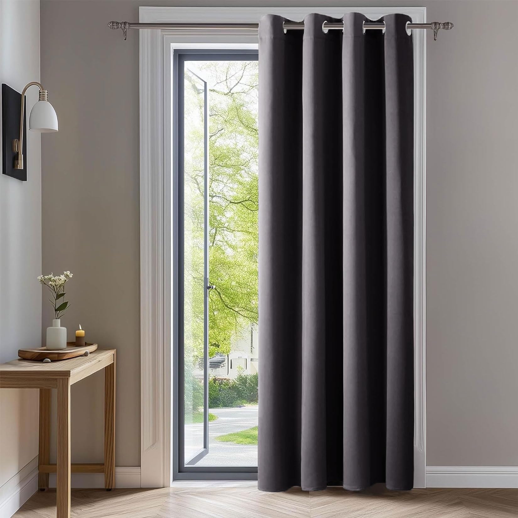 LIUJYUAN Blackout Curtains 130 x 220 cm Room Darkening, Privacy Protection Curtains for Bedroom Soft Texture, Solid Color for Balcony, Kithcen Window, Dark Grey