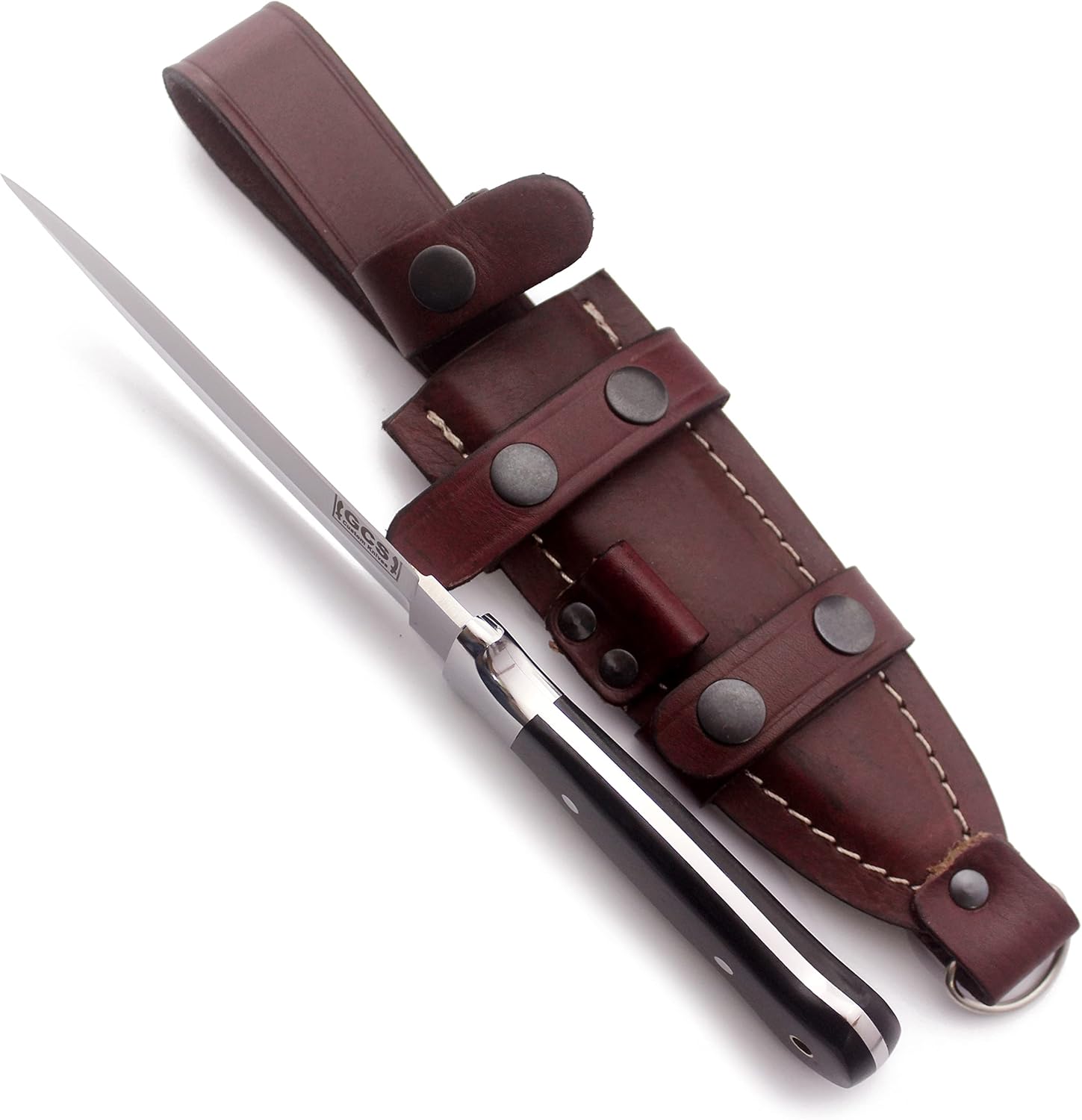 GCS Handmade Handle D2 Tool Steel Tactical knife Hunting Knife Camp Knife with leather sheath Full tang blade designed for Hunting & EDC GCS 314