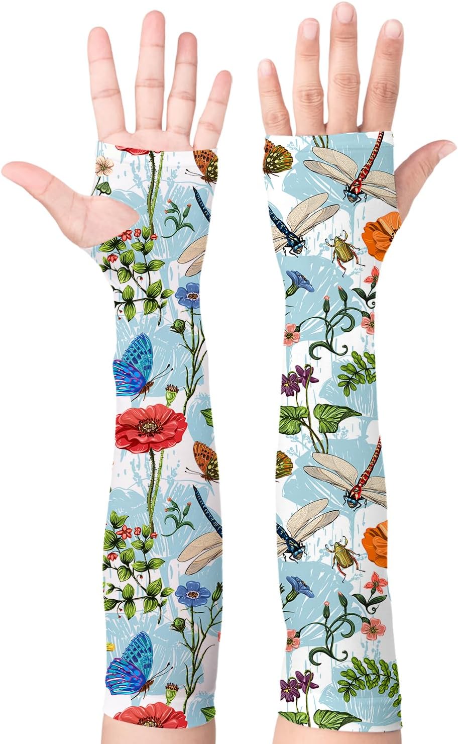 BuwutaBuwuta Gardening Sleeves for Women Men Farm Protection Sleeves Dragonflies Thorn Proof UV Cooling Sleeves to Cover Arms