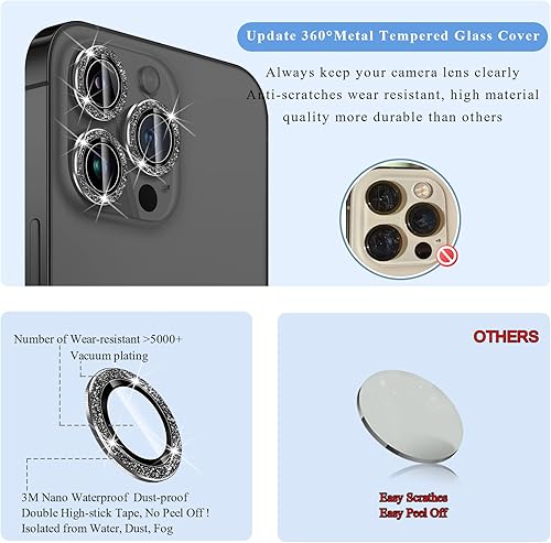 Miniatura 7 de Protector de lente de cámara brillante compatible con iPhone 13 Pro/13 Pro Max, vidrio templado ultra delgado/transparente [antiarañazos] [a prueba