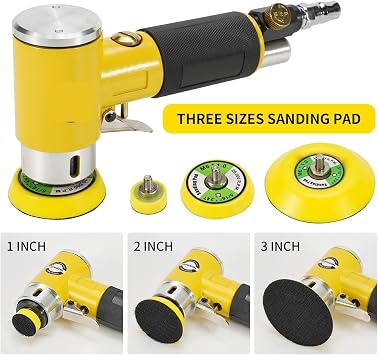 Electric Polisher, Mini Orbital, 2/3 inch Air Sander, Air Sander, Pneumatic Polisher, Grinder Buffer, Dual Action Orbital Polisher, 80 Piece Sander Paper Set, Easy Operation, Lightweight Color: 1,