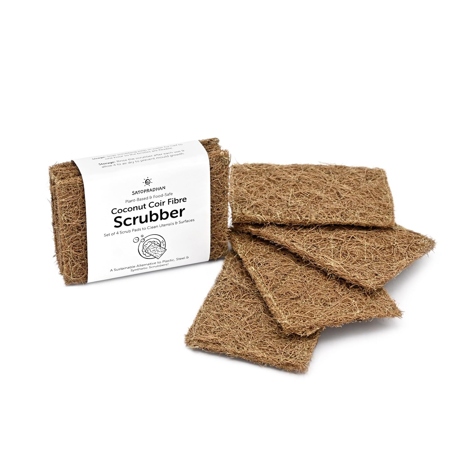 Satopradhan Coconut Coir Utensil Scrub Pad Scrubber - Set of 4 Eco-Friendly Natural Kitchen Scrubbers, Dishwashing & Surface Cleaning, Coconut Dish Scrubber, Multipurpose Scrubber (B0D4YQFLR3) Amazon Price History, Amazon Price Tracker