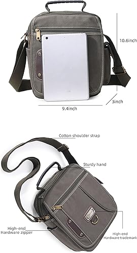 Miniatura 3 de Sunsomen Bolso de mano para hombre, bolso de hombro pequeño de lona, bolso de mensajero, bolsa de viaje, bolsa de trabajo para hombre