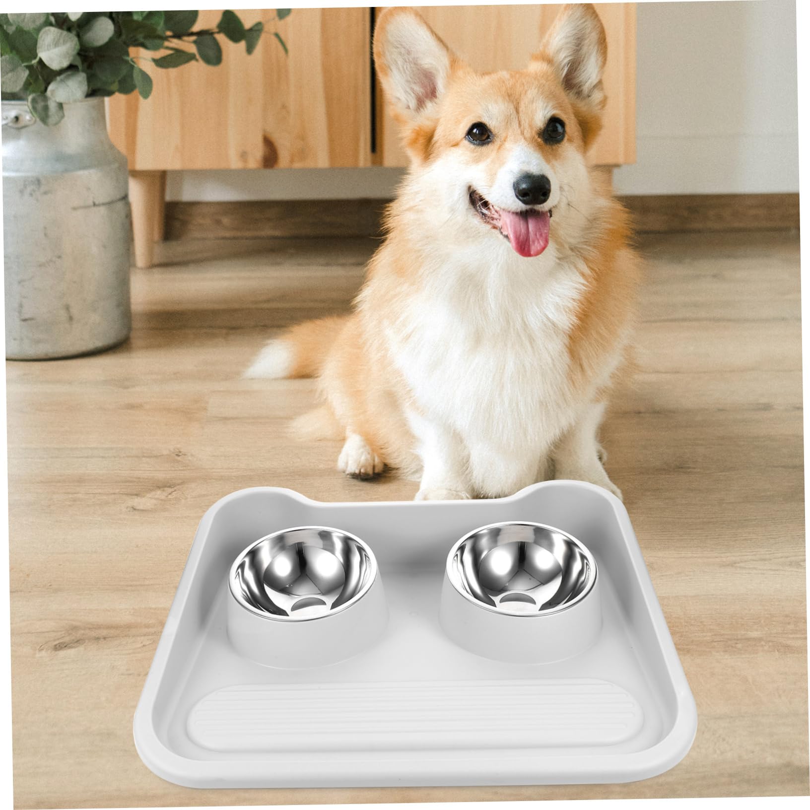 Gamelle Double en Acier Inoxydable et PP pour Chien et Chat | Bavures, Protection du Cou, Bol Stable Anti-basculement, Récipient pour Aliments pour Animaux
