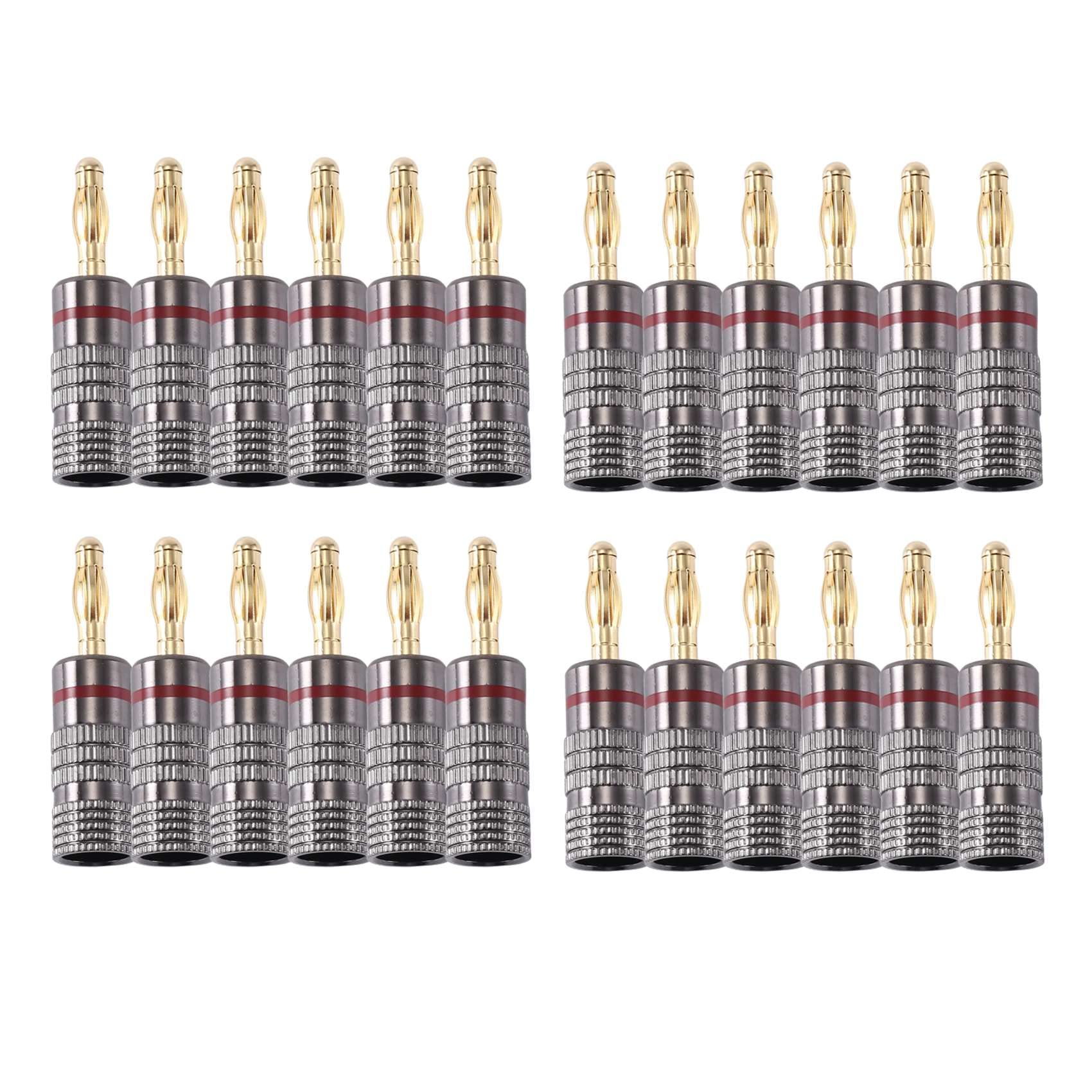 24Pack 4.5mm Audio Plug Banana Plugs for Speaker Wire Gold Plated Banana Adapter Cable Connector Clips