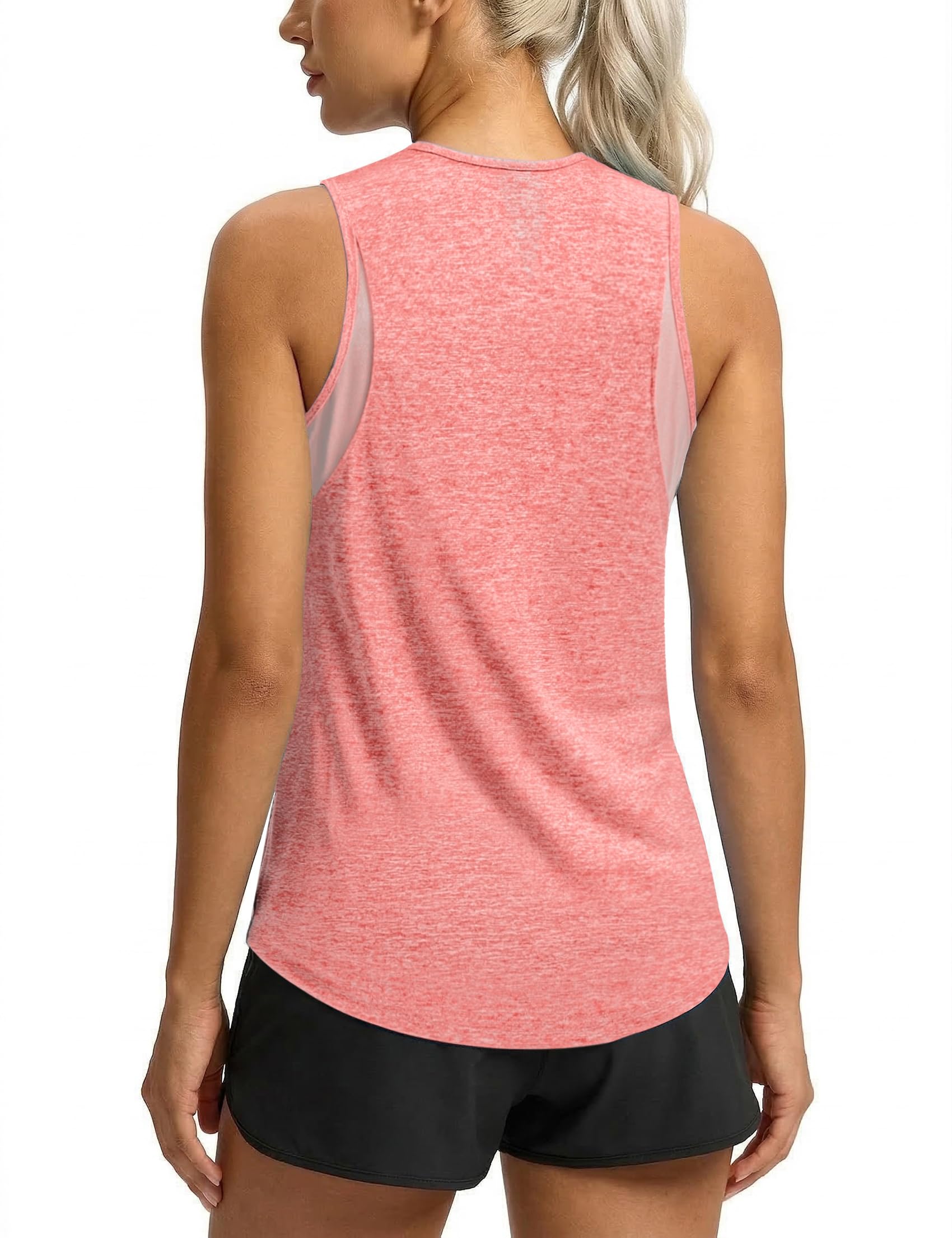Wayleb Camiseta Deportiva Mujer de Tirantes sin Mangas con Malla Transpirable Ligera para Fitness Yoga Running S-3XL — view 20