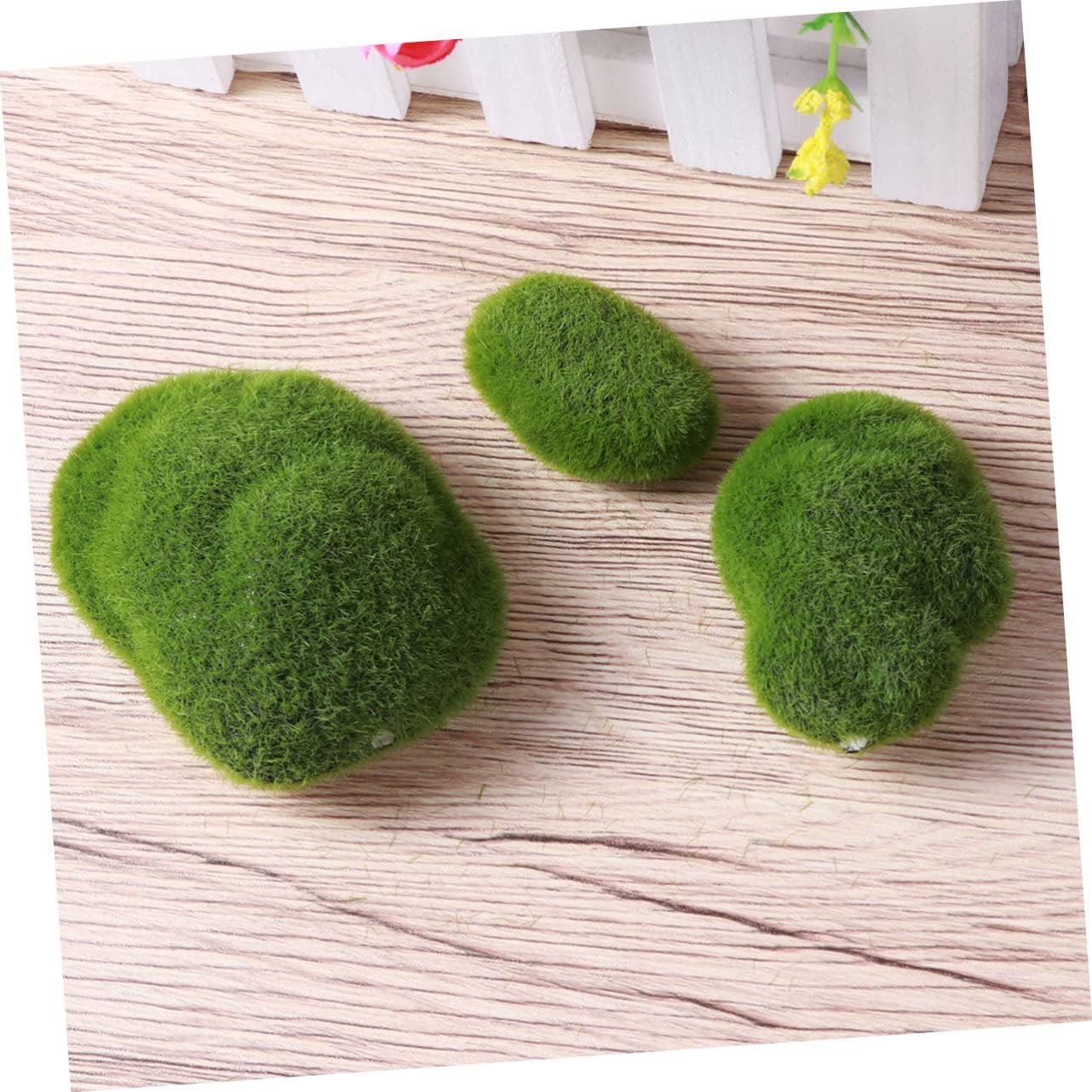 Gadpiparty Artificial Moss Rocks for Floral Arrangements Green Fuzzy Cover Stones Decorative Balls for DIY Crafts and Home Decor