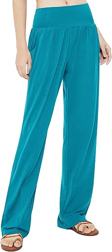 Miniatura 2 de Urban CoCo Pantalones de yoga cómodos para mujer, pantalones casuales de pierna ancha, pantalones elásticos de cintura alta con bolsillos