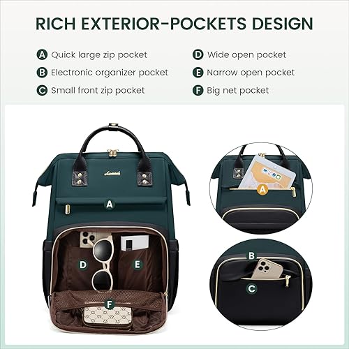 Miniatura 41 de LOVEVOOK Mochila para laptop para mujer, mochila para mujer a la moda, Negro, 15.6 pulgadas