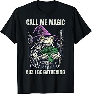 Vintage Frog Call Me Magic Cuz I Be Gathering Funny Wizard T-Shirt