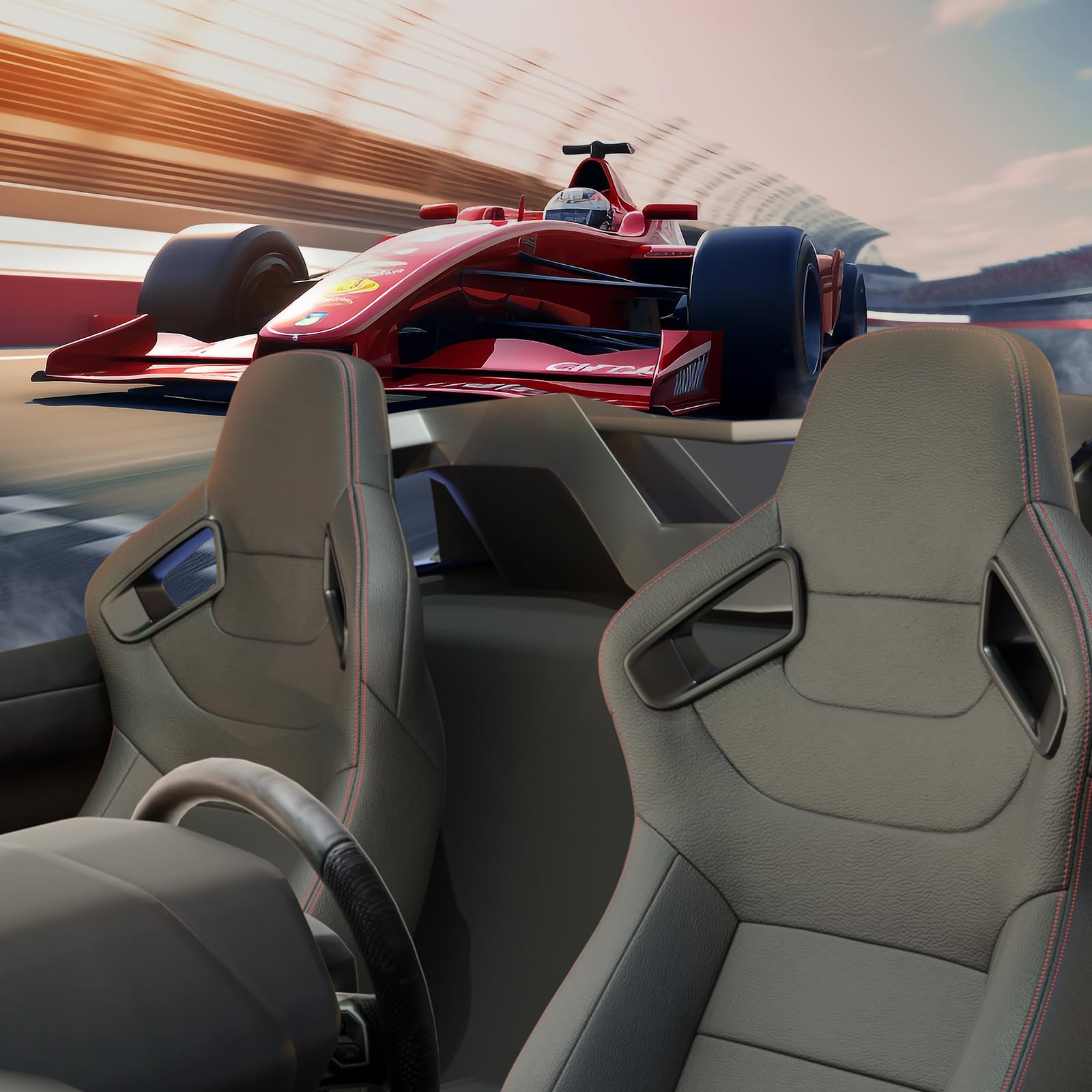 Pair of Universal Racing Seats, PVC Leather, Racing Bucket Seats with Dual Sliders, Reclinable for Driver and Passenger Side (VR001)