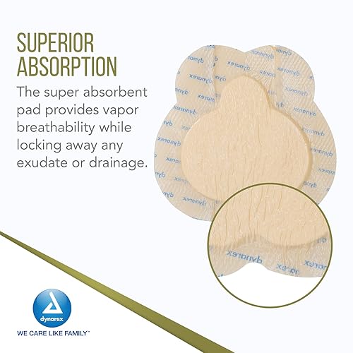 Miniatura 3 de Dynarex SiliGentle - Apósitos de espuma, cuidado avanzado de heridas, impermeables y absorbentes, 7 x 7 pulgadas con capa de silicona, 1 caja de 5