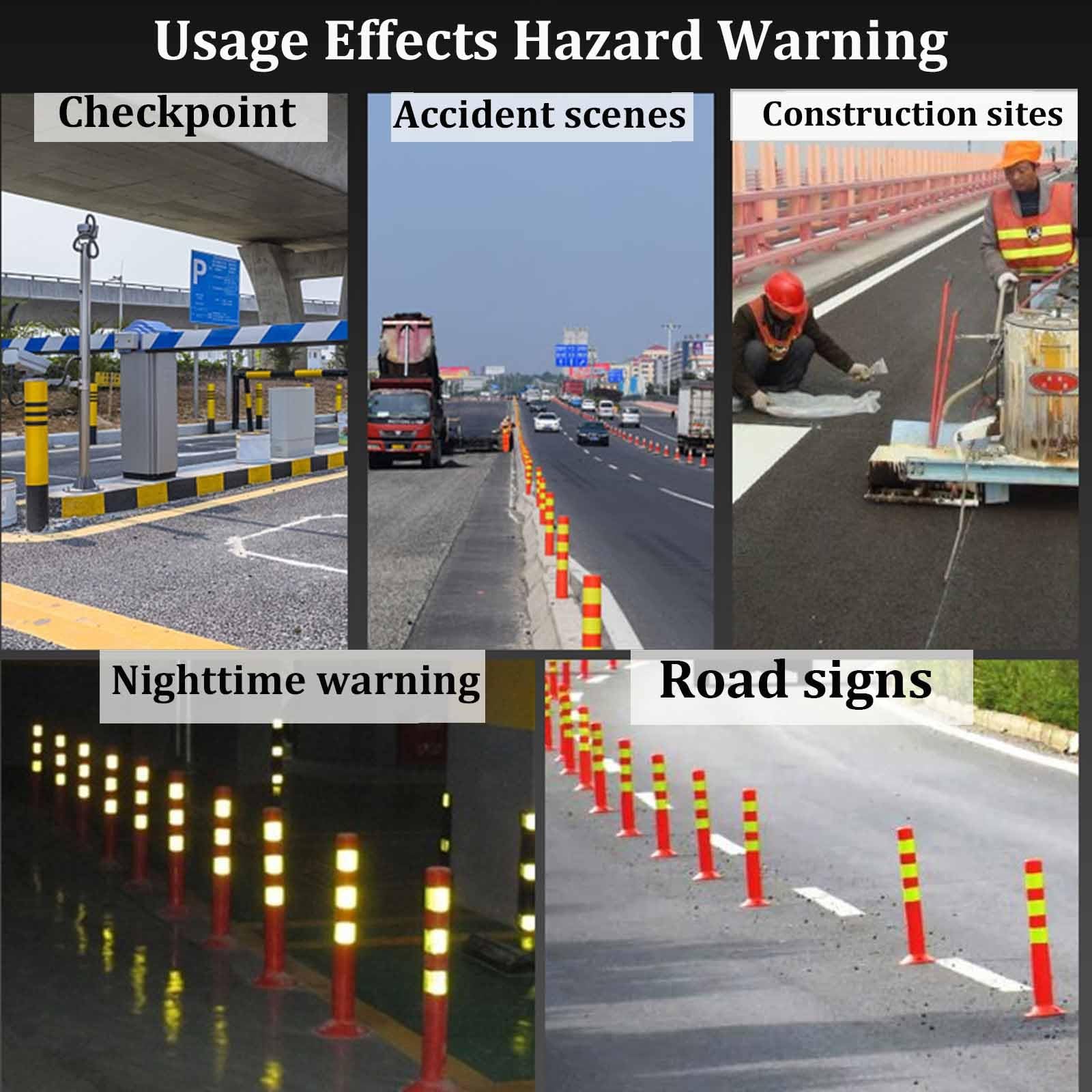 Conos de Seguridad, Poste de Bolardo de Seguridad de Plástico, Pila de Tráfico, Cono de Tráfico Reflectivo para Entradas de Autos, para Advertencias Viales en Parques(18x70cm)