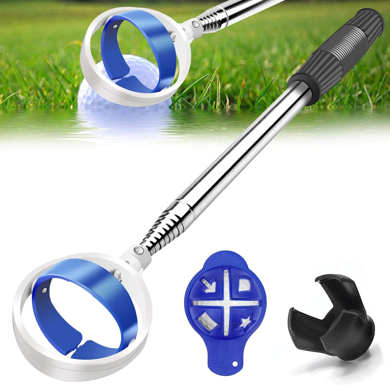 Golf Ball Retriever Telescopic, Extendable Golf Ball Retriever for Water Telescopic [Longest 78.7''/106''] Golf Ball Retriever for Water with Grabber Maker Tool Golf Accessories Golf Gift for Men Dad