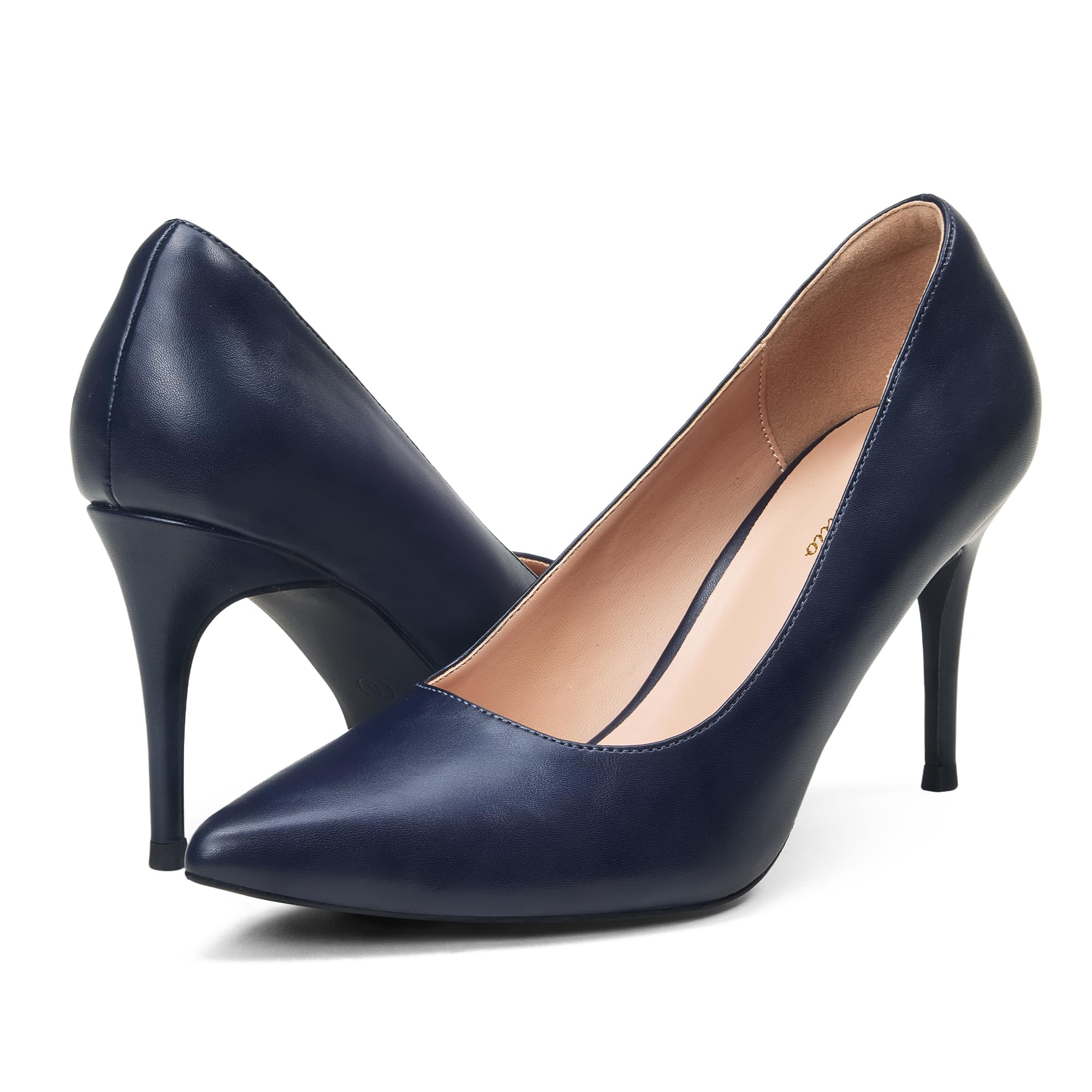 GENSHUO Zapatos de Tacón Alto para Mujer Punta Cerrada Tacones de Aguja de 8 cm Zapatos de Vestir