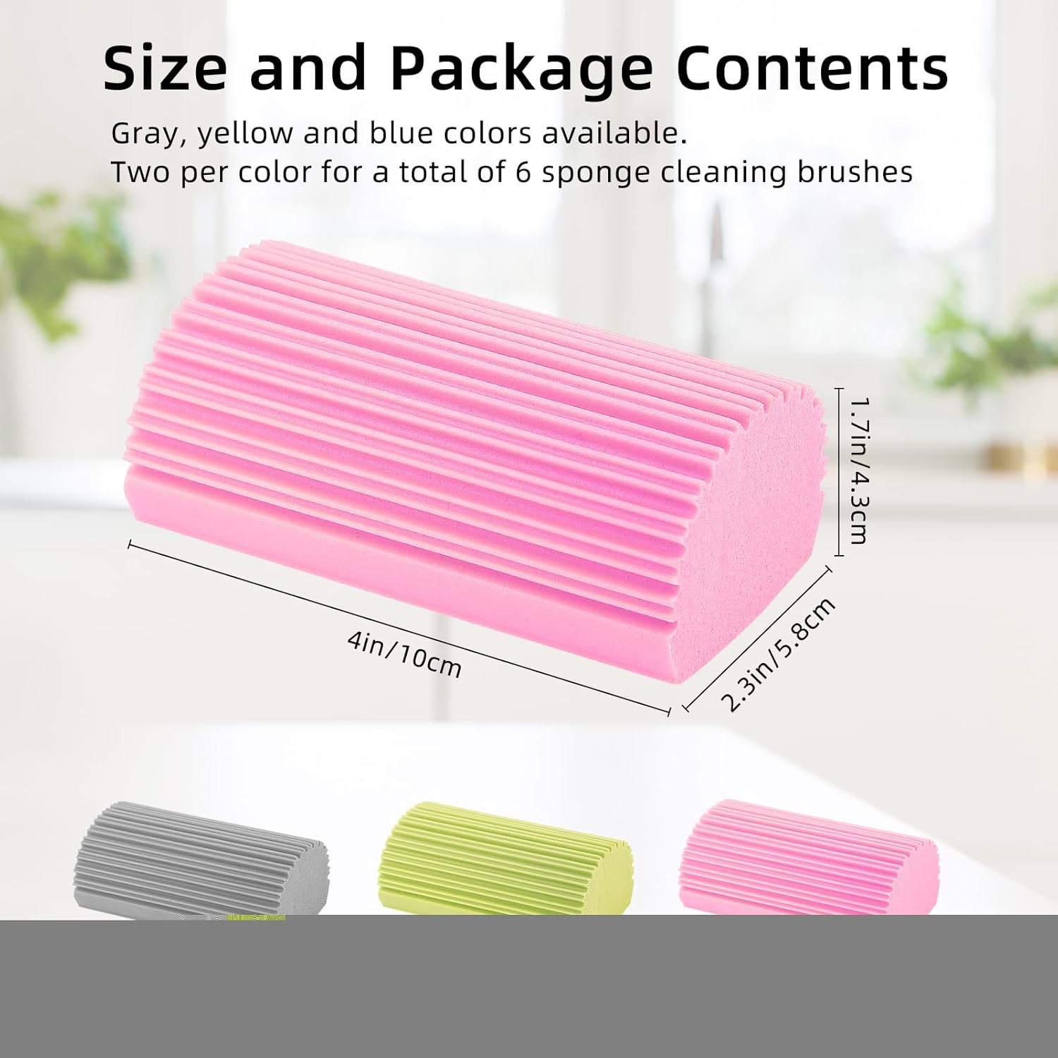 6 PCS Damp Duster Sponge, Magic Sponge Eraser, Reusable Household Cleaning Sponge Tool for Cleaning Dishes, Blinds, Glass, Baseboards, Vents,Glass, Railings, Mirrors - Image 2