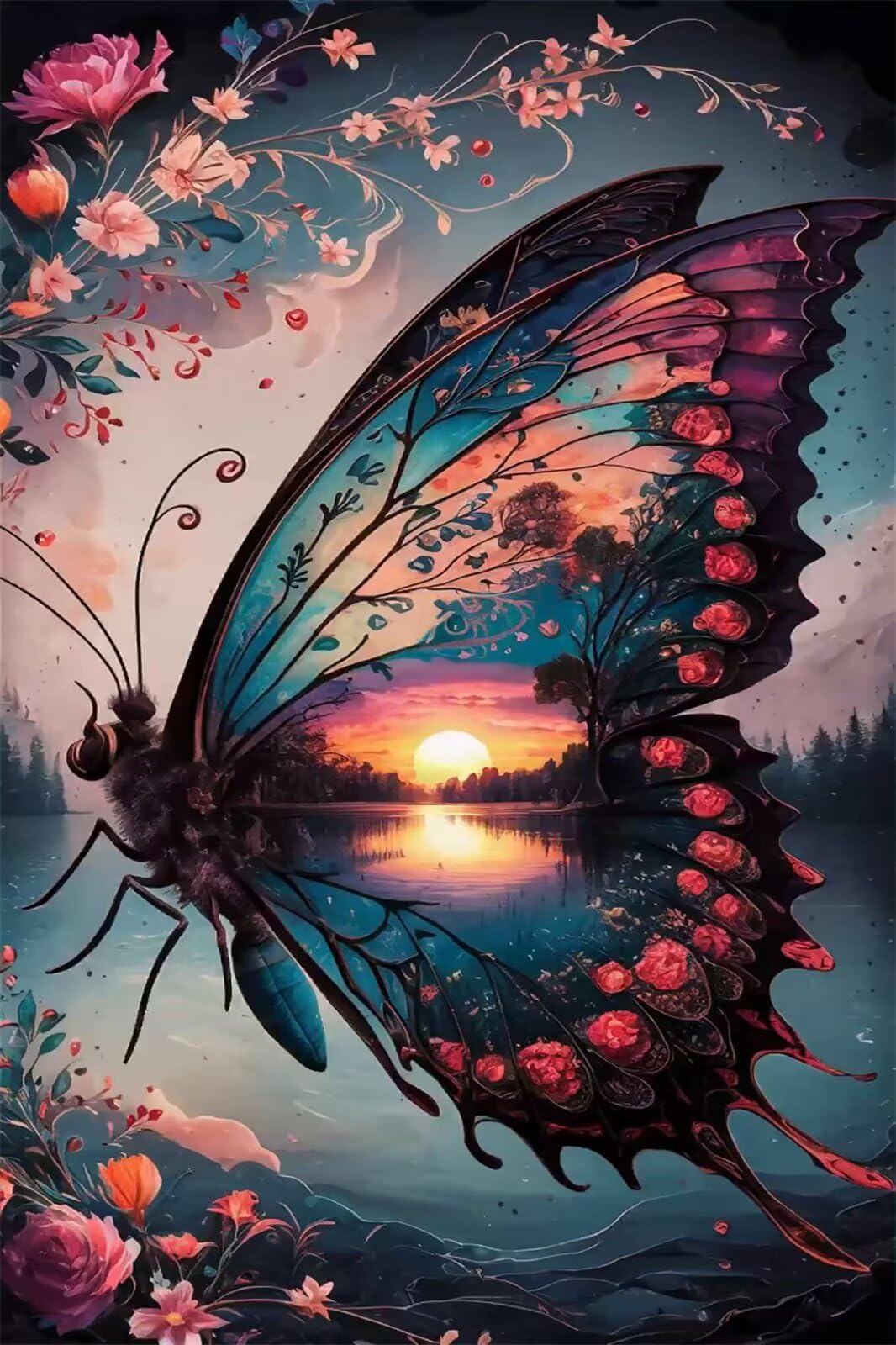 Puzzle de 2000 Piezas Paisaje Mariposa 100x70 cm, Juguete desafío y Juego Educativo, Ejercita Paciencia, Rompecabezas Clásico para Adultos 2000 Piezas