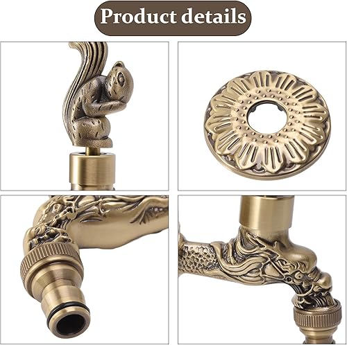 Miniatura 6 de Grifo de agua montado en la pared G12, material de latón, diseño de estilo chino vintage, lavadora de cocina, lavabo, lavabo, grifo de manguera de