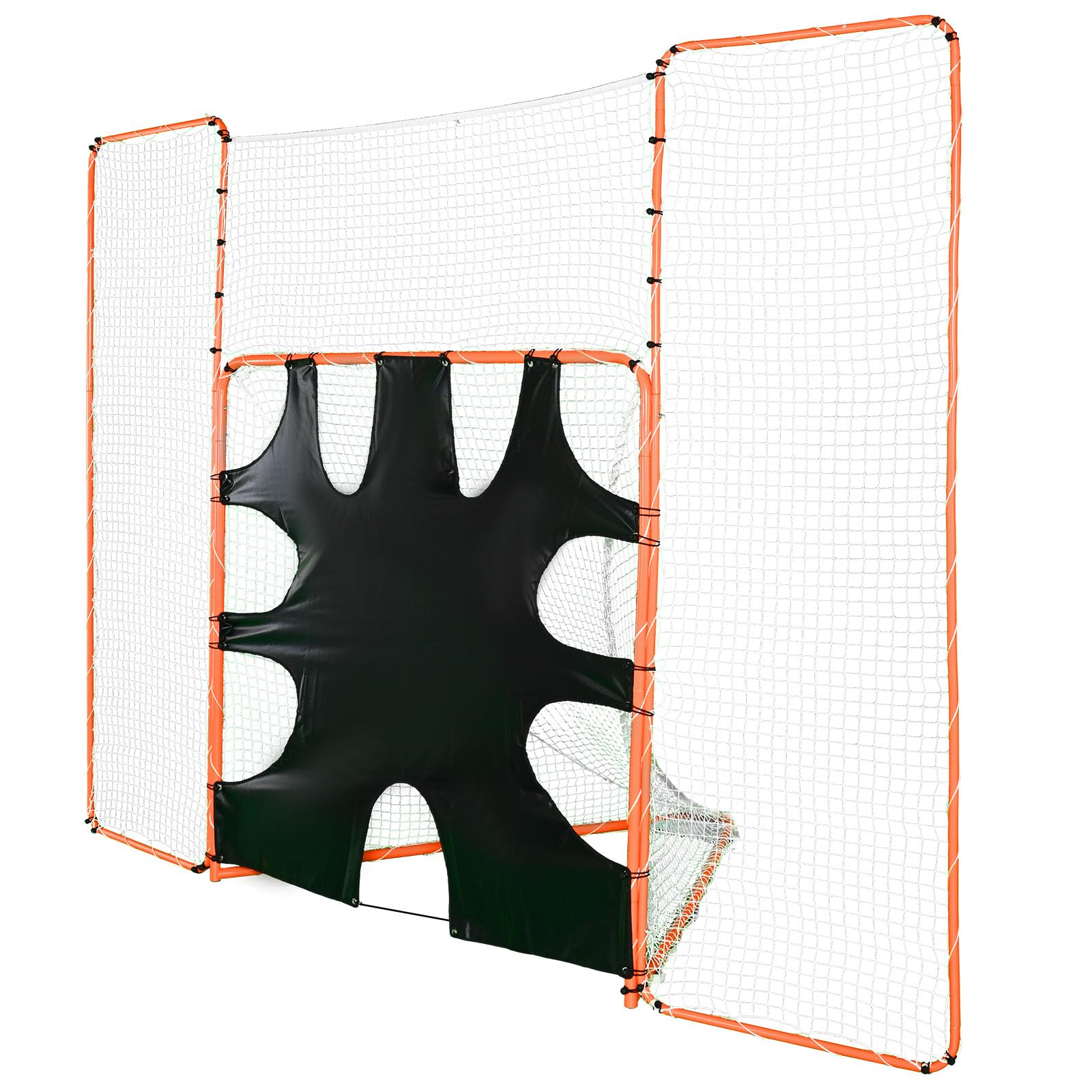 VEVOR Portería de Lacrosse 3 en 1 con Red de Espalda y Rebotador Jaula de Lacrosse 3,6x2,8m Equipos de Entrenamiento de Fácil Instalación en Patio Trasero, Jardín, Parque al Aire Libre para Jóvenes