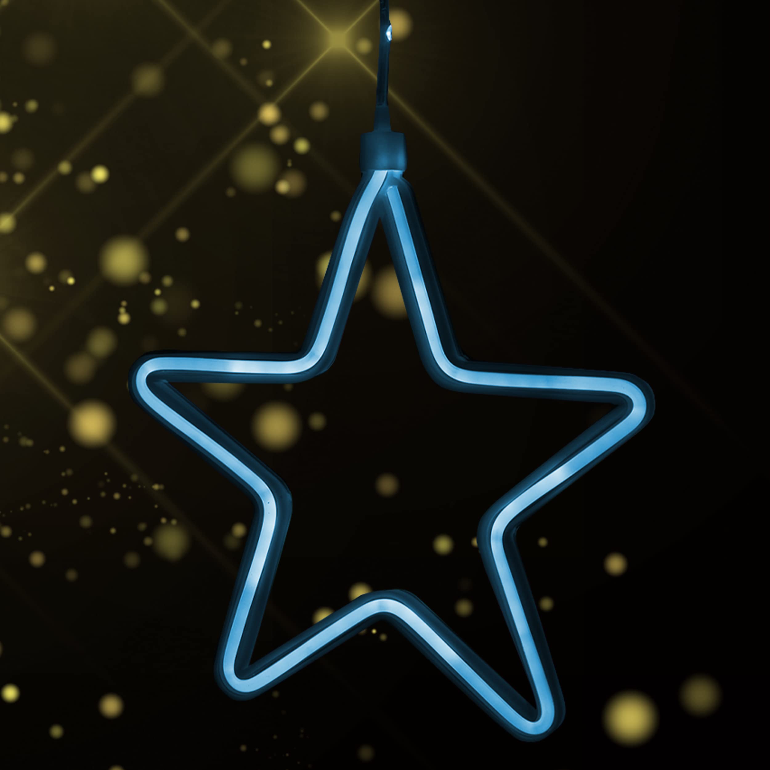 H HANSEL HOME Guirnalda de Luces Estrella LED Cortina de Luces Impermeable IP44 8 Funciones Exterior y Interior Decoración para Navidad Salón Bodas Fiesta Jardín - Luz Azul