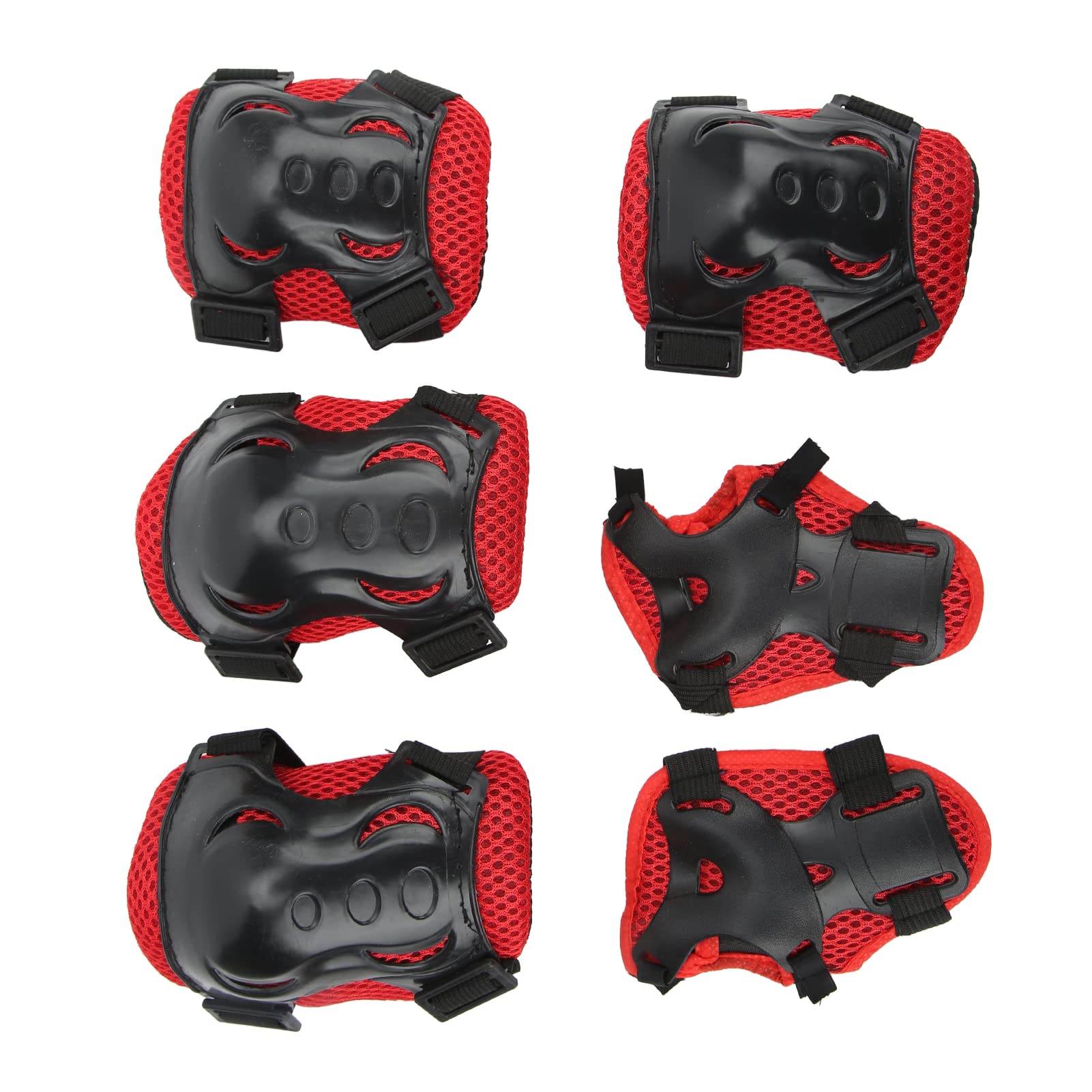 Gavigain 6Pcs Knee Pads for Kids Knee Elbow Pads, Youth Protective Pads Adjustable Roller Skating Protective Gear Knee Elbow Palm Guards for Roller Skating Bike Cycling Skateboard (Red)