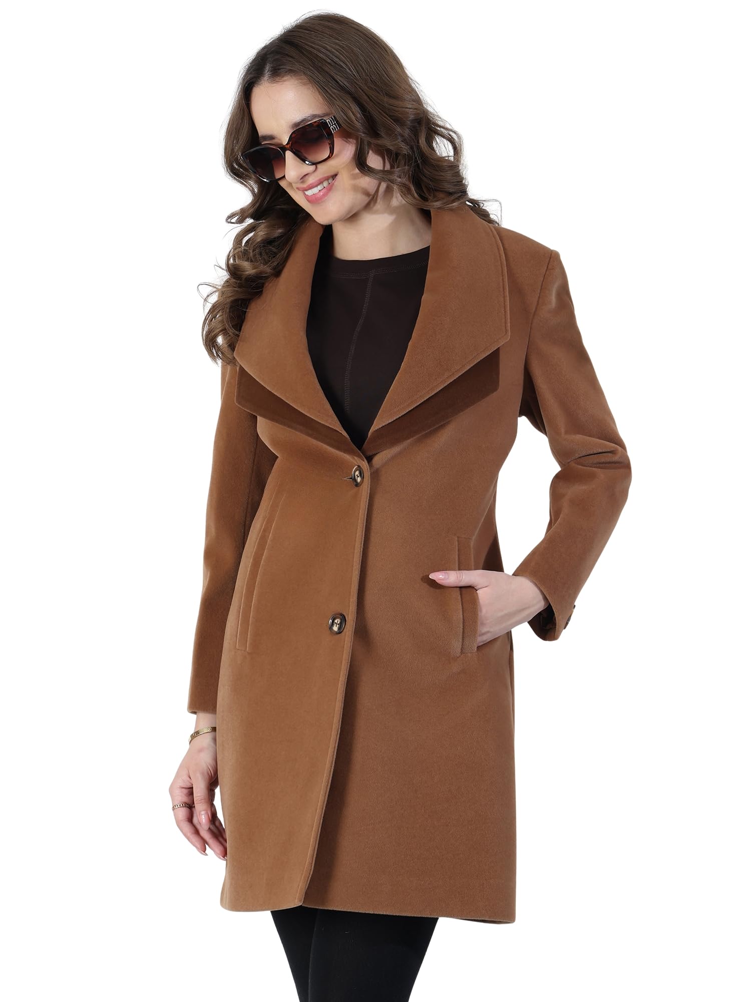 plagg Women's Notched Lapel Long Overcoat-picture-13