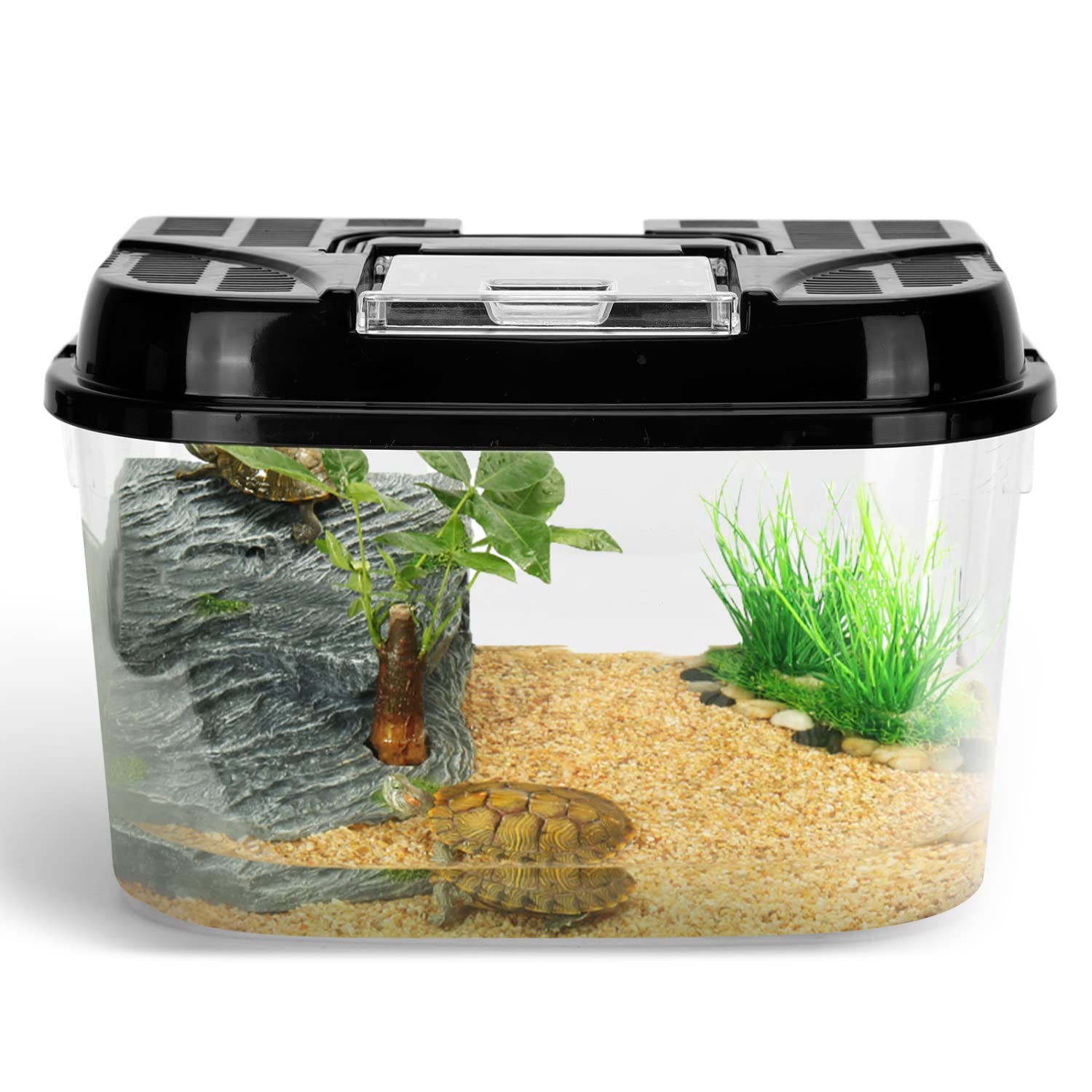 Nobleza Karmnik dla gadów i płazów, przezroczyste plastikowe terrarium, wentylacja i zabezpieczenie przed ucieczką, rozmiar M (22,4 x 15,3 x 15,3 cm)