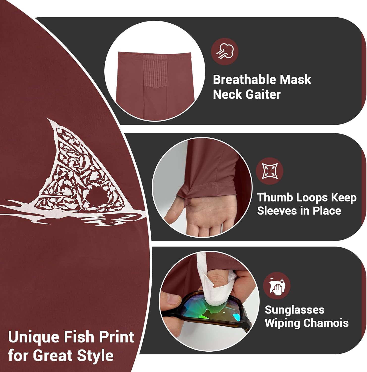 Palmyth Fishing Hoodie for Men Long Sleeve Sun Protection Shirts UPF 50+ Hooded with Neck Gaiter - Image 5