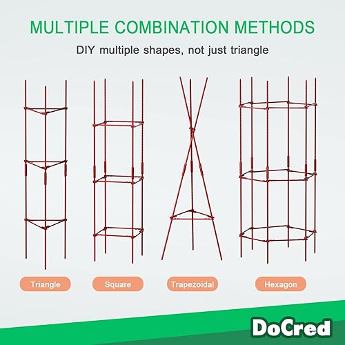 Miniatura 4 de DoCred Paquete de 6 jaulas para tomates, soportes para plantas, estacas de jardín, hasta 49 pulgadas, estacas multifuncionales de enrejado de jardín