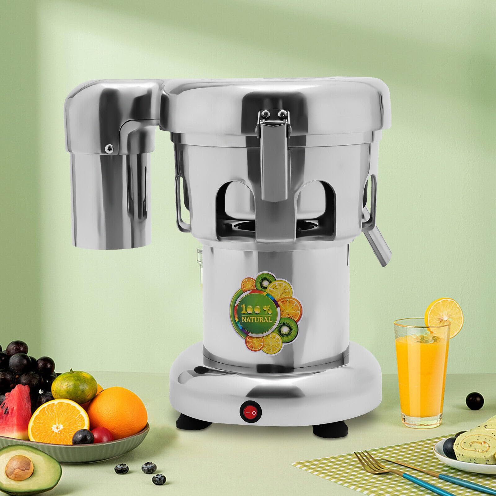 Exprimidor 370w Extractor de jugo Prensa de acero inoxidable Centrifugadora Frutas y Verduras Fácil de Limpiar Diseño Antigoteo Jarra de Jugo Prensa de Frutas